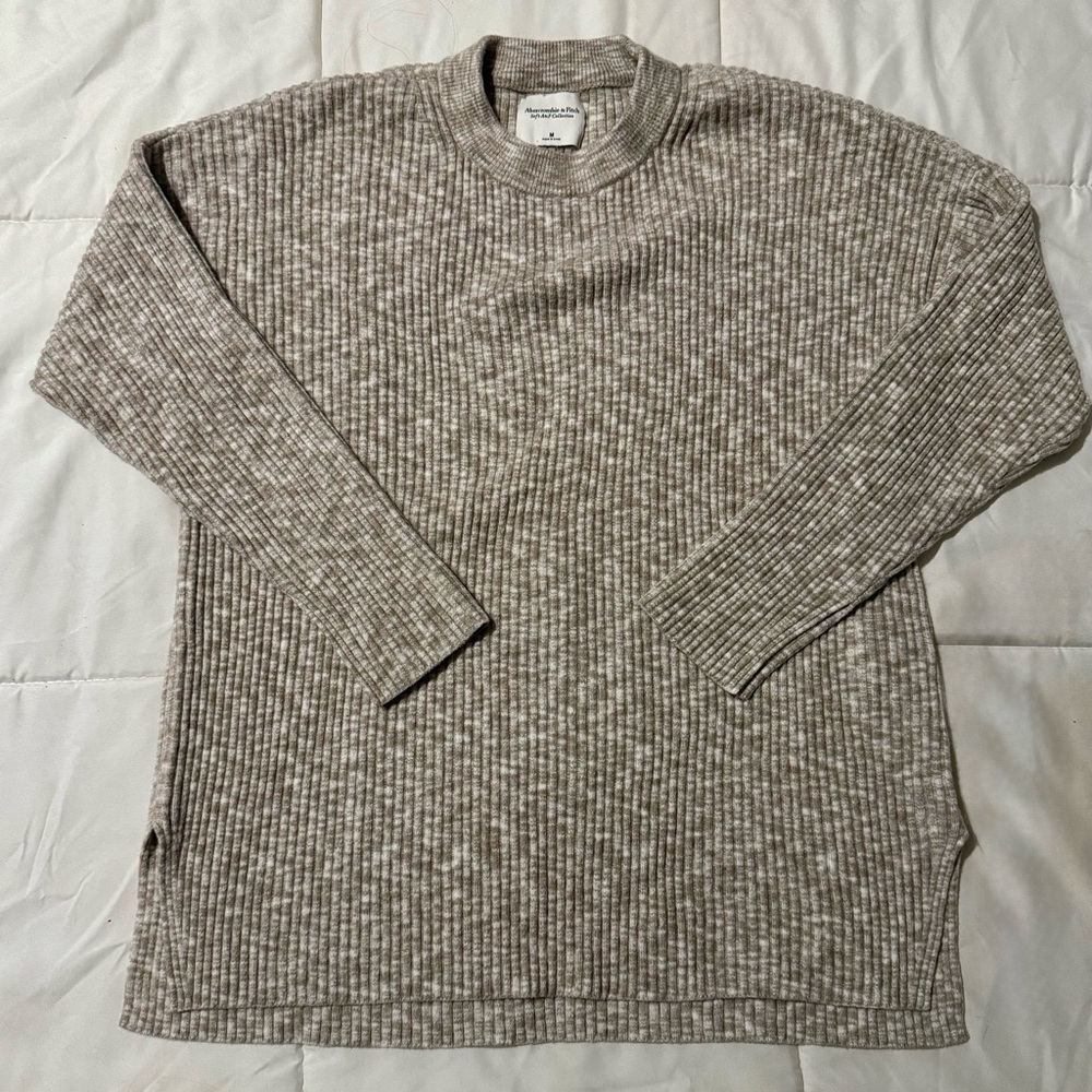 Abercrombie & Fitch Women's Ribbed Crewneck Sweater - Beige